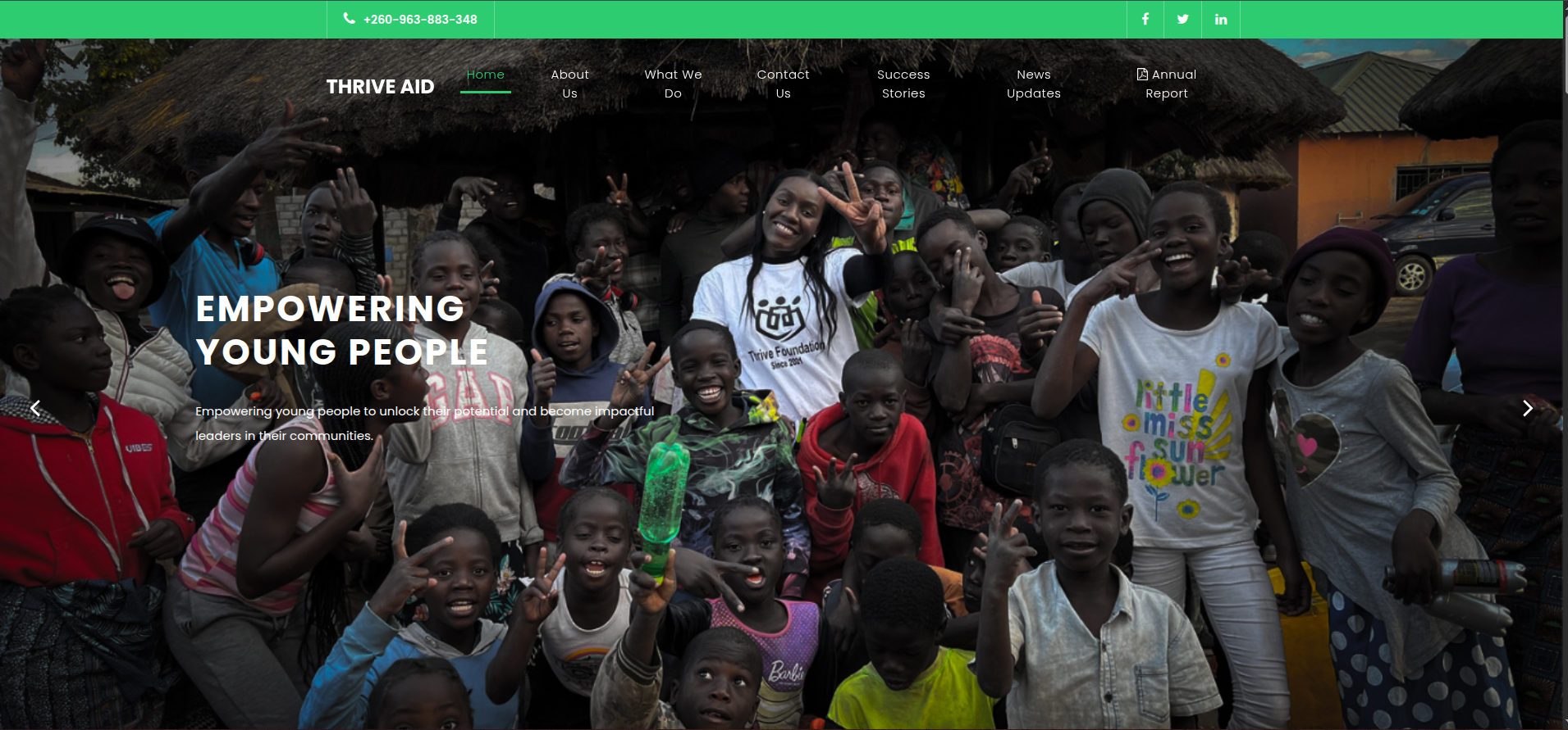 Thrive Aid website preview